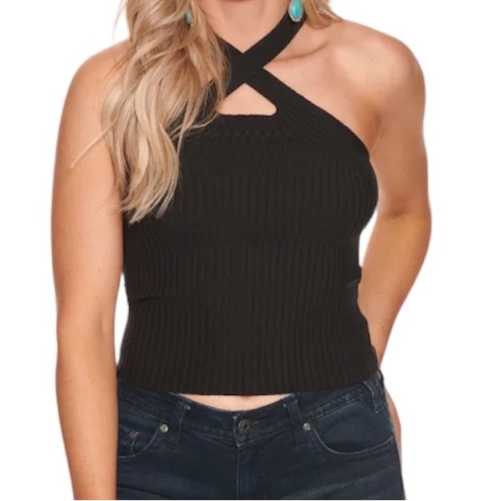 Rock & Roll Denim Black Ribbed Tank Top Women’s Medium NWT